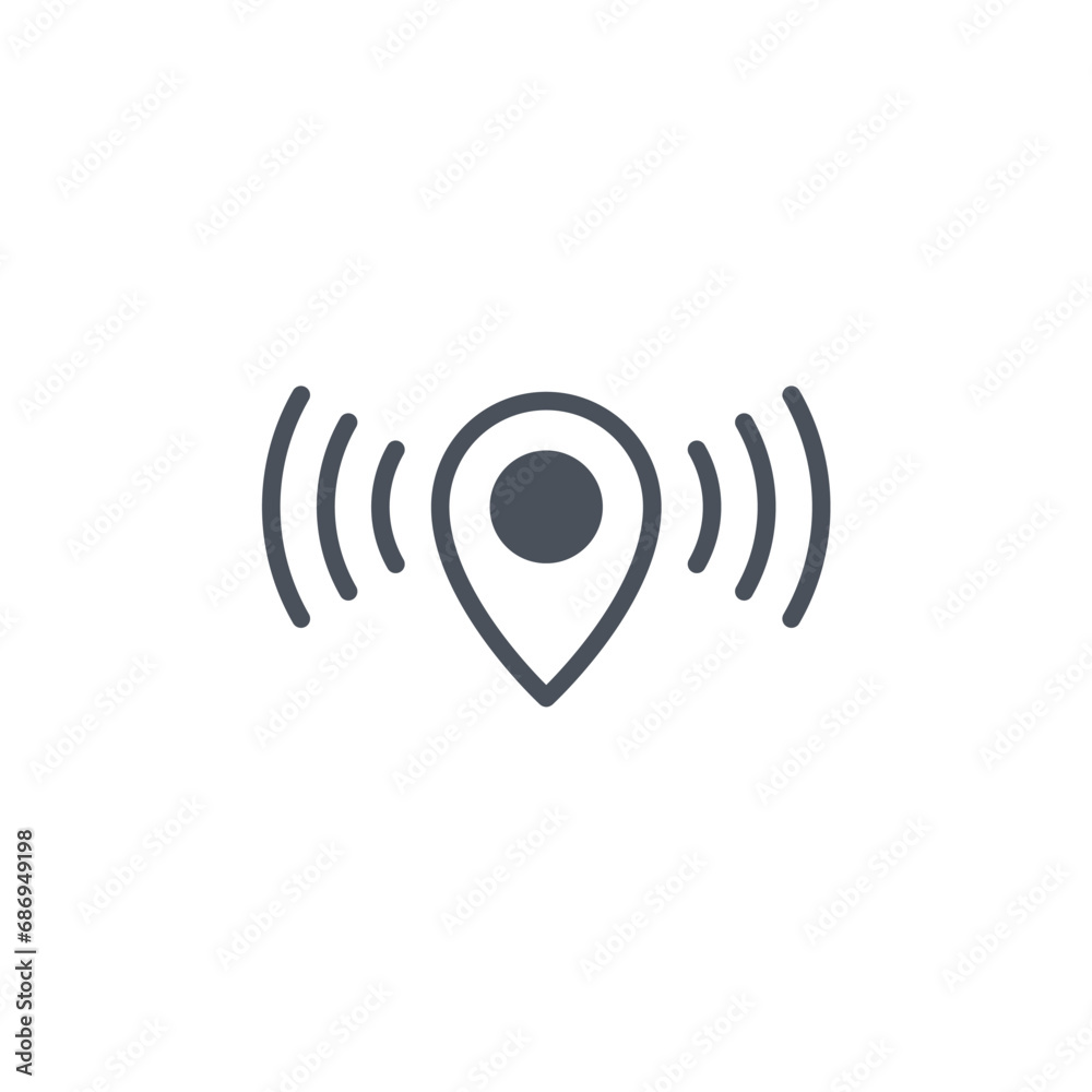 Vector sign of the gps signal symbol isolated on a white background. icon color editable.