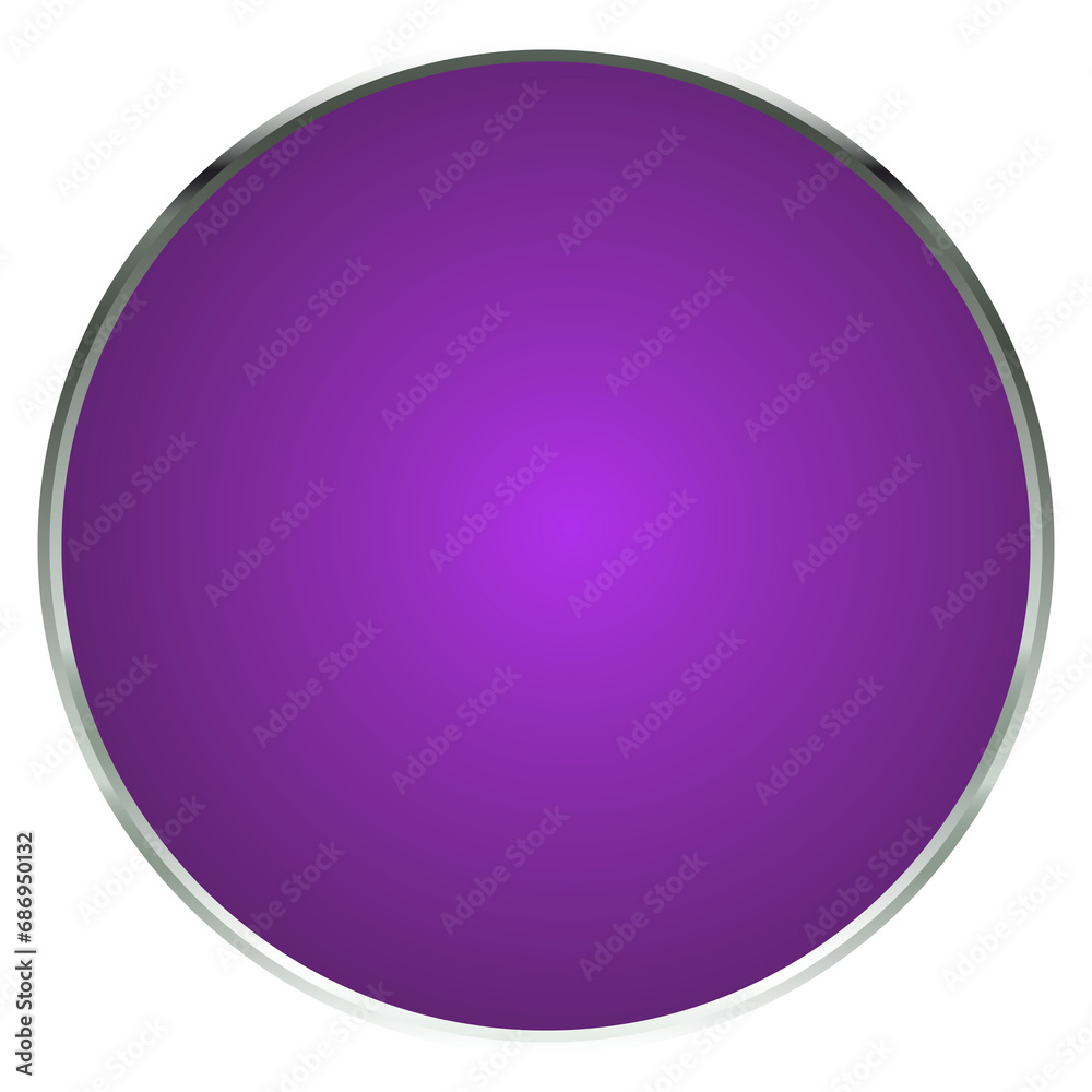 Digital png illustration of purple circle with silver frame on transparent background