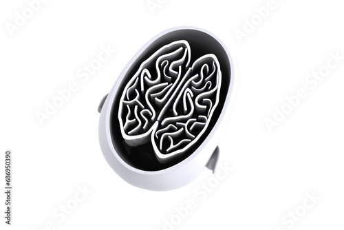 Digital png illustration of cross section of head and brain on transparent background