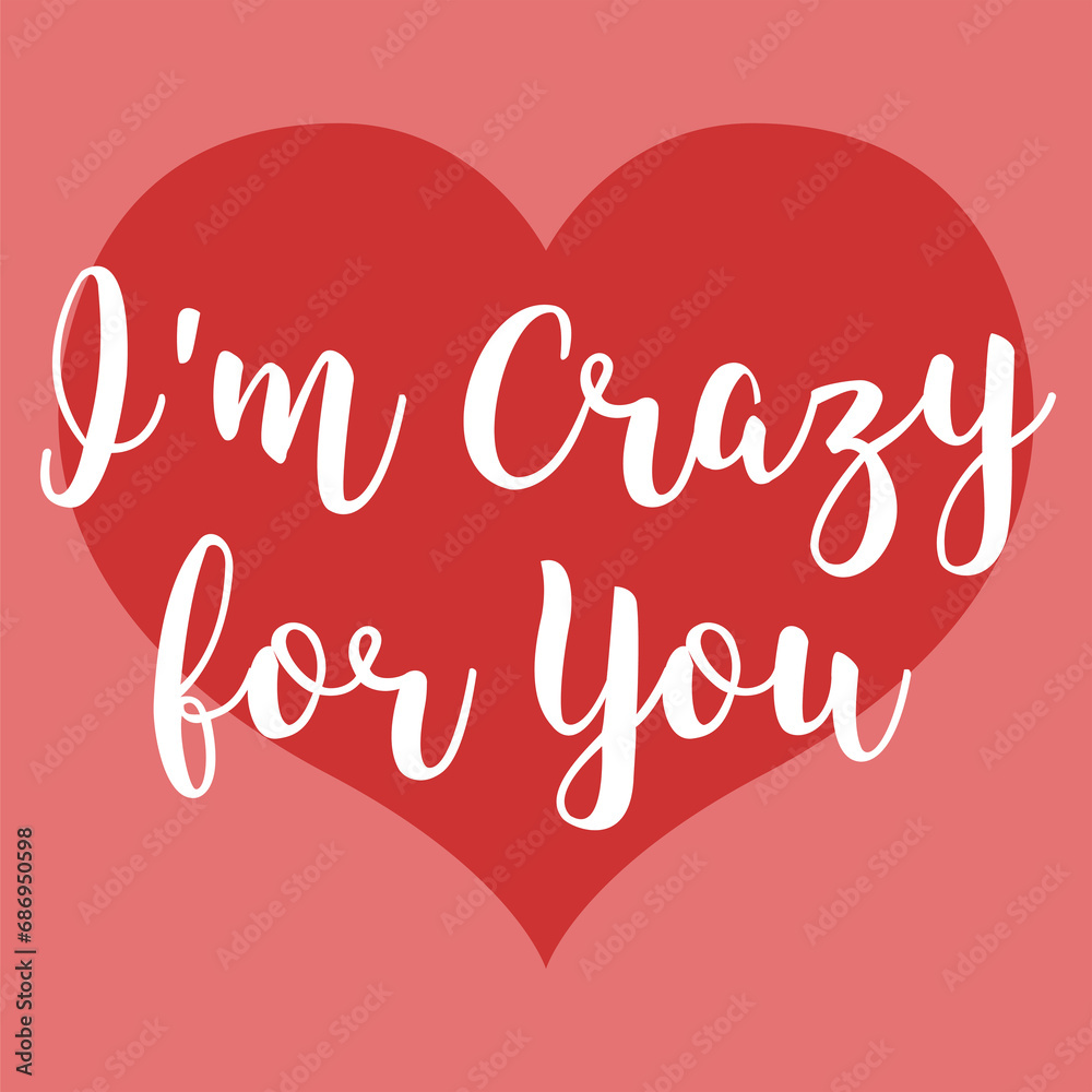 Digital png illustration of red heart with crazy for you text on heart on transparent background