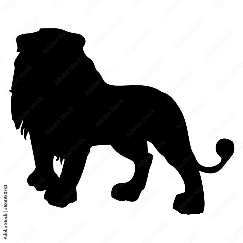 black silhouette of a lion or king of the jungle