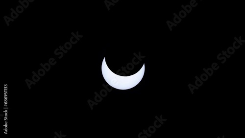 nightscape, night full of stars, closeup view at the ring eclipse, seen in Monument Valley, Utah, Arizona, USA, 14.10.2023, timelapse video using real photos