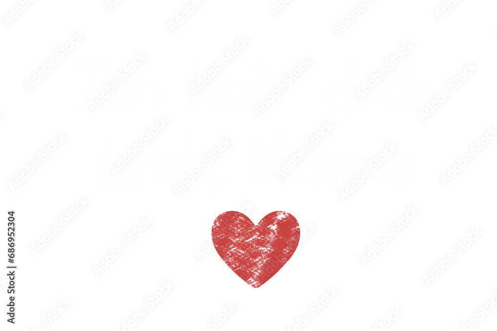 Digital png illustration of heart with ich hab dich lieb mama text on transparent background
