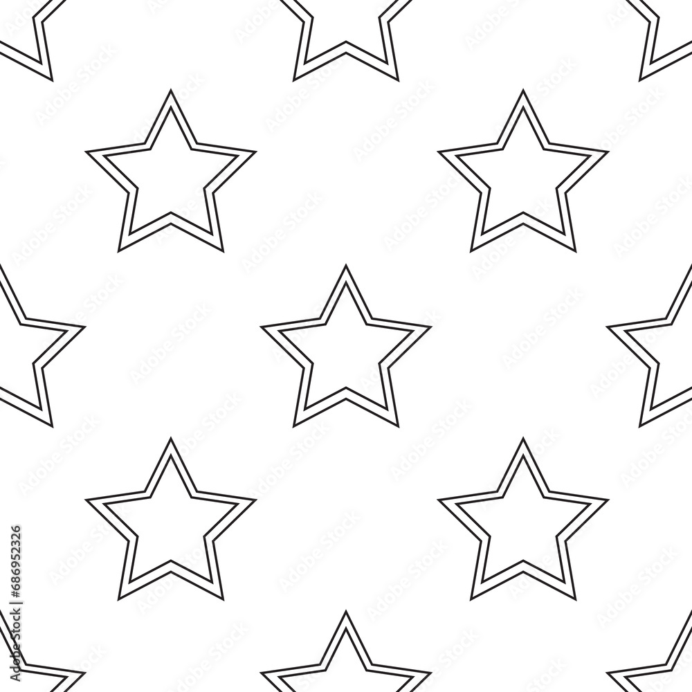 Digital png illustration of black and white pattern of repeated stars on transparent background