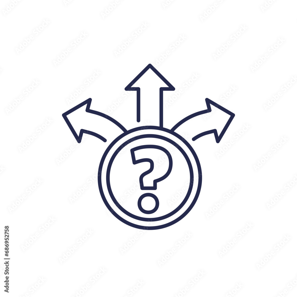 uncertainty icon, decision making line vector uncertainty icon, decision making line vector