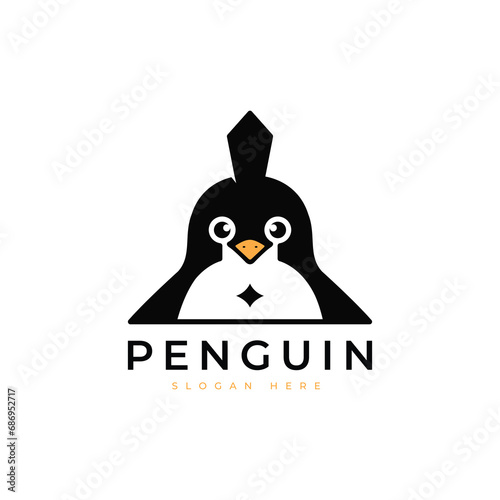 cute penguin antartic animal penguin face logo design graphic vector