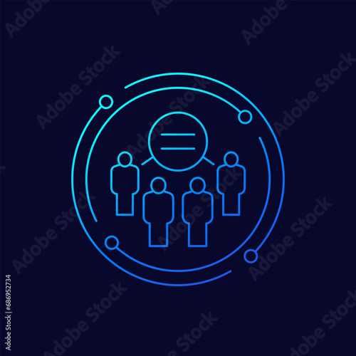 Social equality icon with people, linear design