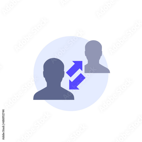 turnover icon with employee, vector