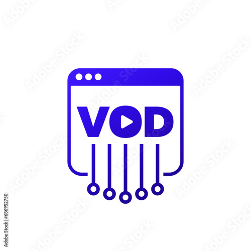 VOD, video on demand web service icon