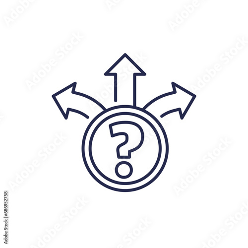 uncertainty icon, decision making line vector