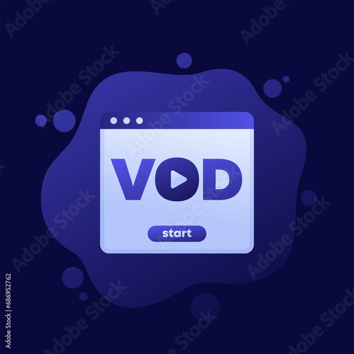VOD, video on demand online service icon, vector design