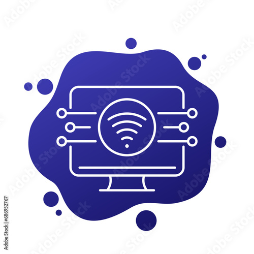 Wi-fi connection line icon for web photo