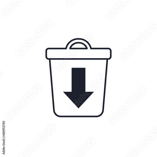 waste reduction icon with a trash bin on white