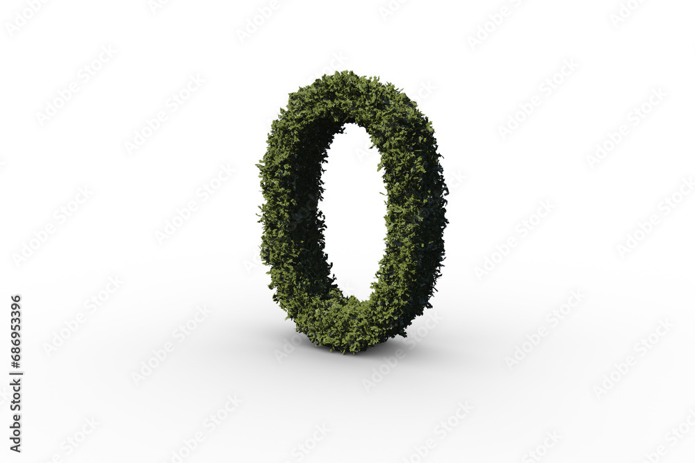 Digital png illustration of 0 number with grass on transparent background