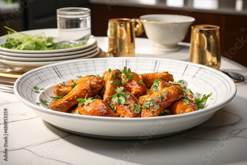 Buffalo Wings served on a luxurious plate