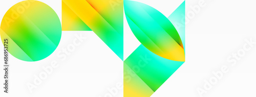 Serene gradient template. Circles and triangles mingle in minimalist perfection. Gentle fusion of forms and hues creates balanced yet captivating backdrop, embodying modern sophistication