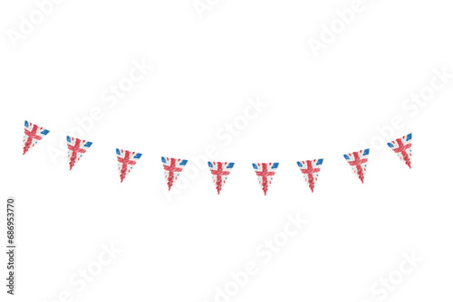 Digital png illustration of flags with flag of uk on transparent background photo