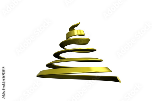 Digital png illustration of golden ribbon forming christmas tree on transparent background