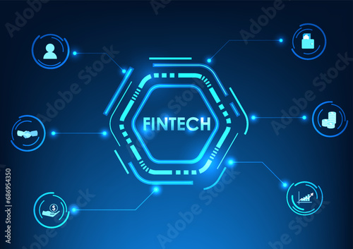 Financial technology Fintech is on the inside of the circle. Modern finance brings in technology to help manage transactions. both money transfer Pay for products online 24 hours a day.