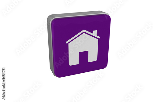 Digital png illustration of purple icon with house on transparent background