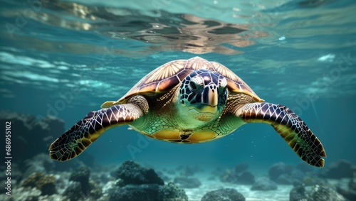 "Graceful Green Sea Turtle: Photorealistic 3D Render © NafisaNajmin