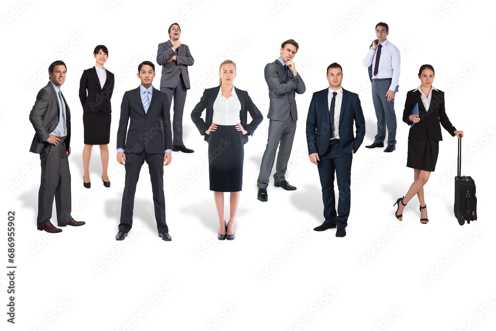 Digital png photo of group of diverse business people standing on transparent background Digital png photo of group of diverse business people standing on transparent background