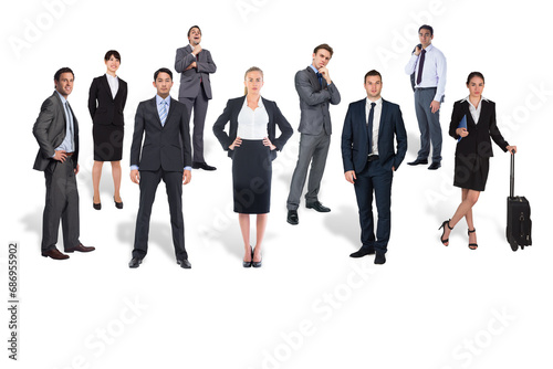 Digital png photo of group of diverse business people standing on transparent background