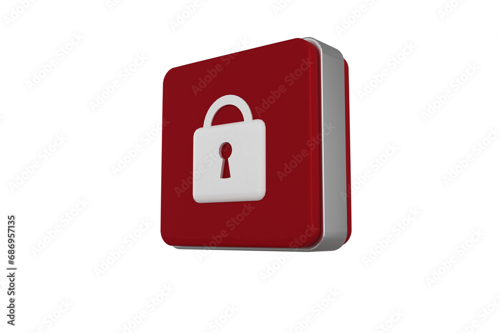 Digital png illustration of red cube with padlock symbol on transparent background Digital png illustration of red cube with padlock symbol on transparent background