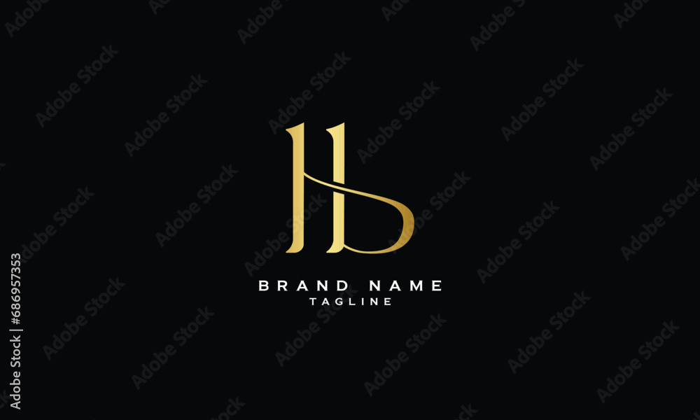 HB, BH, Abstract initial monogram letter alphabet logo design