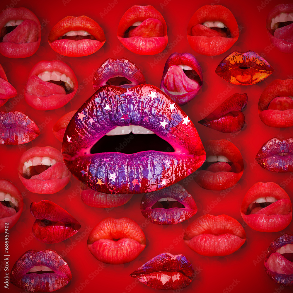 Lips and mouth. Female lip in red background. Woman lips. Open sexy mouth. Lips and mouth. Female lip in red background. Woman lips. Open sexy mouth.