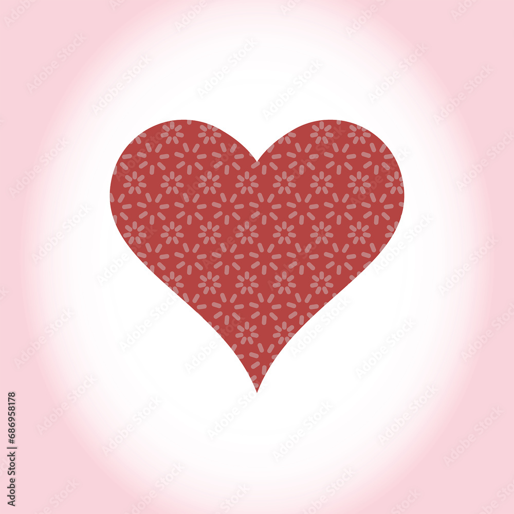 Digital png illustration of red heart with pattern on transparent background