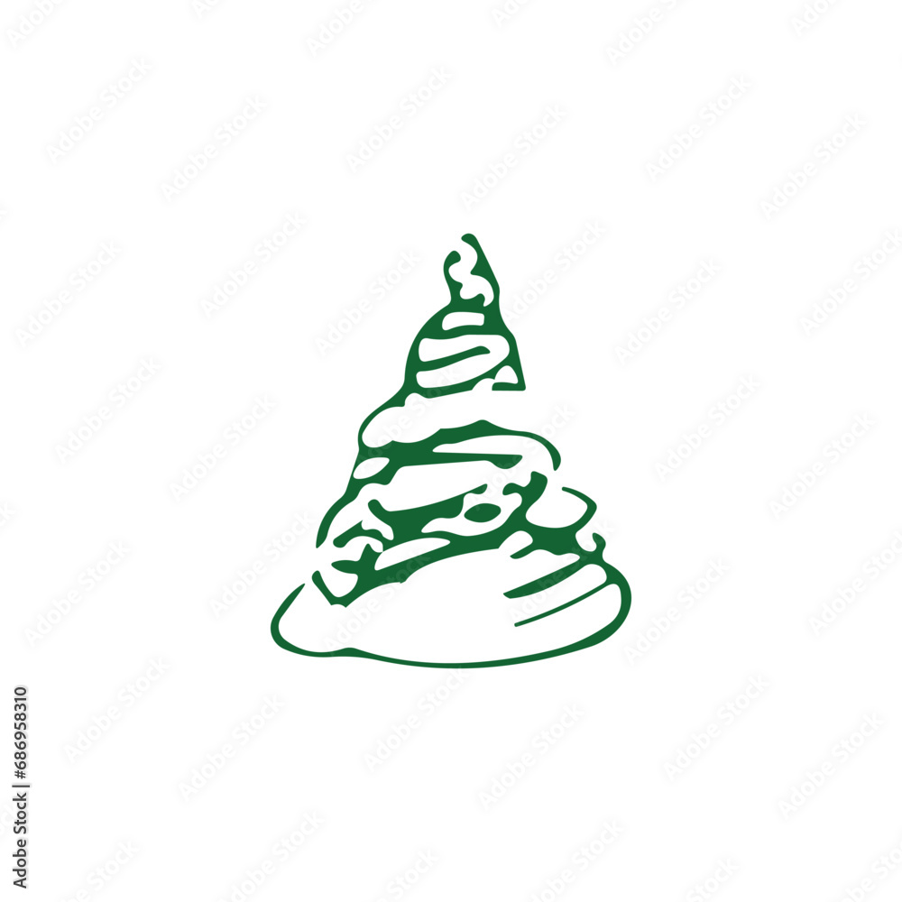 hand draw Christmas Tree vector icon on white background hand draw Christmas Tree vector icon on white background