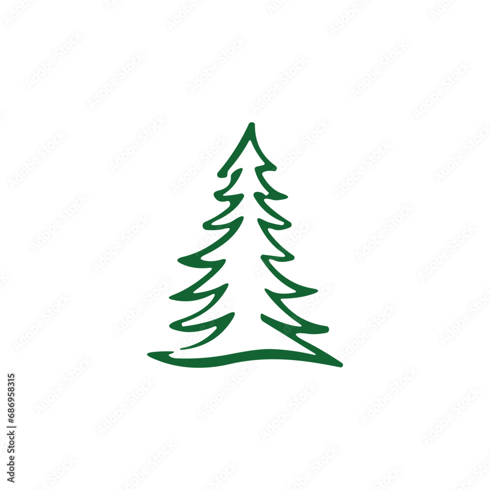 hand draw Christmas Tree vector icon on white background hand draw Christmas Tree vector icon on white background