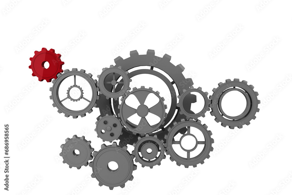 Digital png illustration of red and grey cogs on transparent background Digital png illustration of red and grey cogs on transparent background