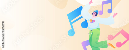 Music characters scene flat vector concept operation illustration 