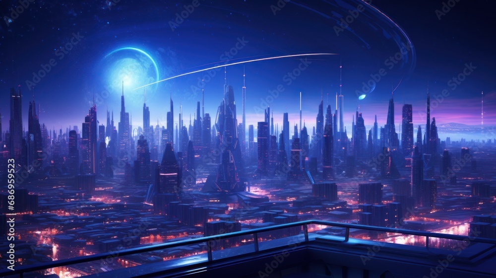 Cyberpunk city at night background wallpaper ai generated image