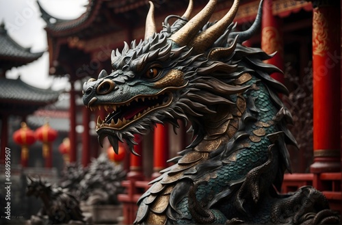 Chinese red dragon, Chinese new year, legendary creature in Chinese mythology © Karlo