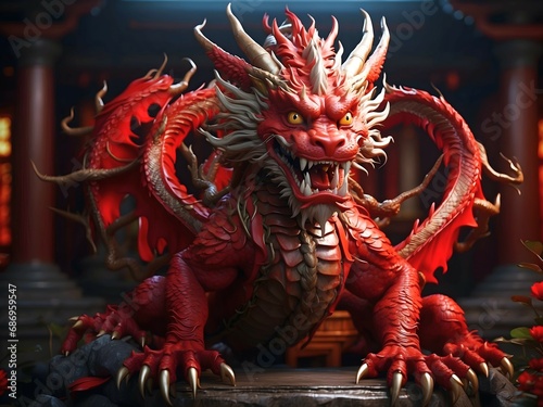 Chinese red dragon  Chinese new year  legendary creature in Chinese mythology