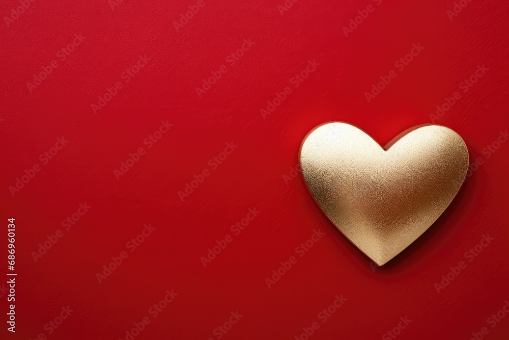 Golden heart on a red background. Banner. Valentine's day card. Congratulation. place for text. Love