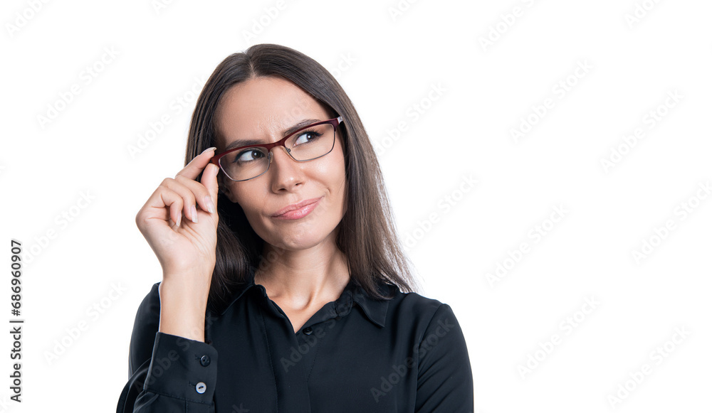 pondering business woman boss is strong leader. Successful business. Success of entrepreneur. leadership. successful businesswoman isolated on white. professional occupation of businesswoman pondering business woman boss is strong leader. Successful business. Success of entrepreneur. leadership. successful businesswoman isolated on white. professional occupation of businesswoman