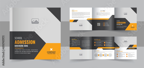 Creative school admission square trifold brochure design layout, modern education brochure design  vector