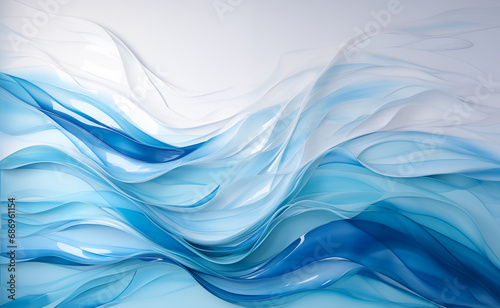 Abstract water ocean wave blue, aqua, teal, white texture. 3D effect of wavy pool water wave for copy space banner. Winter weather wavy snow pile drifts backdrop, background by Vita