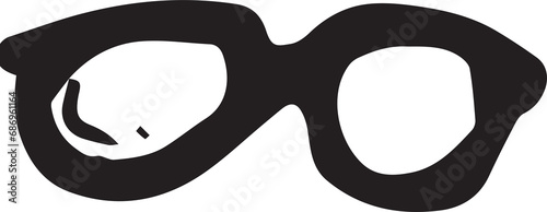 Digital png illustration of black hand drawn glasses on transparent background