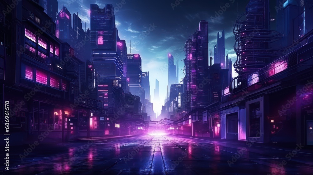 Futuristic cyberpunk modern city background wallpaper ai generated image