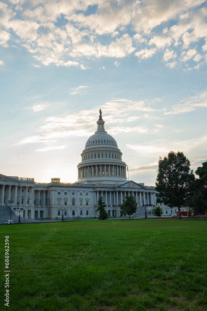 Capitol building for banner. Landmarks Washington DC, Supreme Court, Washington monument, American national mall.