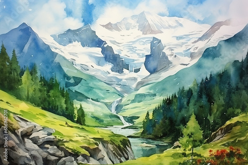 Jungfrau in watercolor painting
