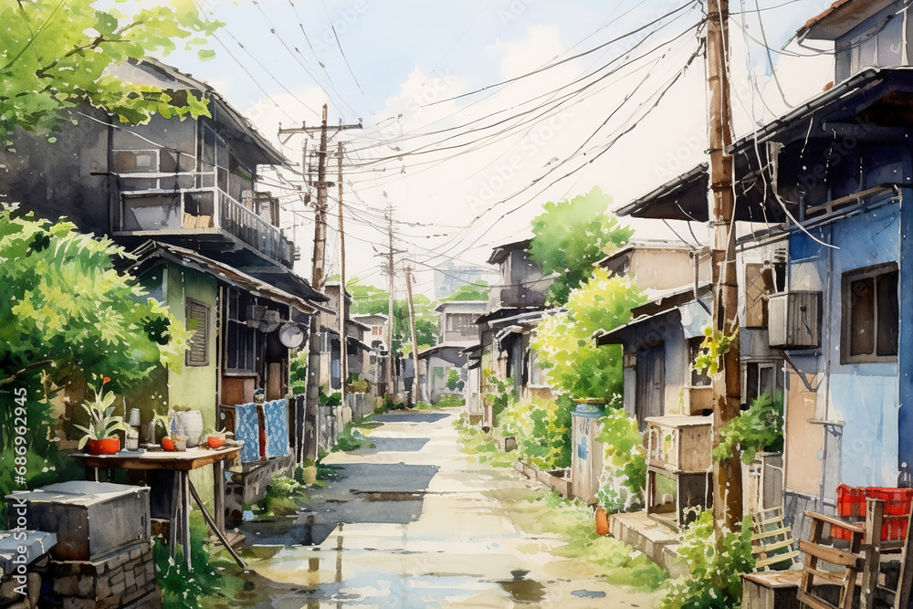 JeJu Korea in watercolor painting