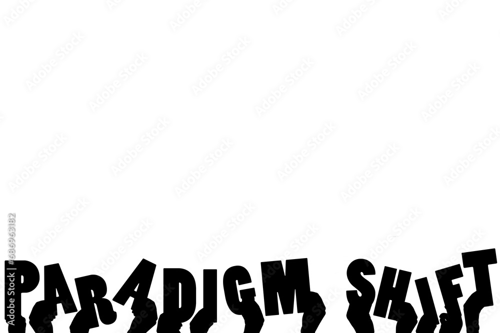 Digital png illustration of hands and paradigm shift on transparent ...