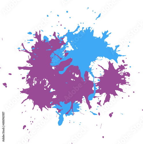 Digital png illustration of blue and purple stains on transparent background
