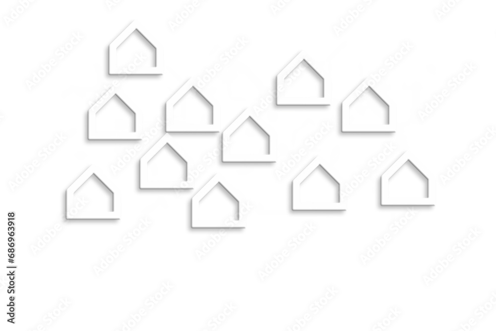 Digital png illustration of white house shapes repeated on transparent background Digital png illustration of white house shapes repeated on transparent background